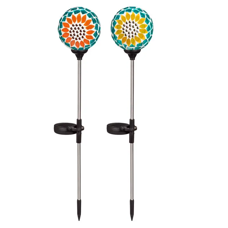 Luminous Garden Assorted Glass 22 . H Sunflower Mosaic Solar Garden Stake Pack 12