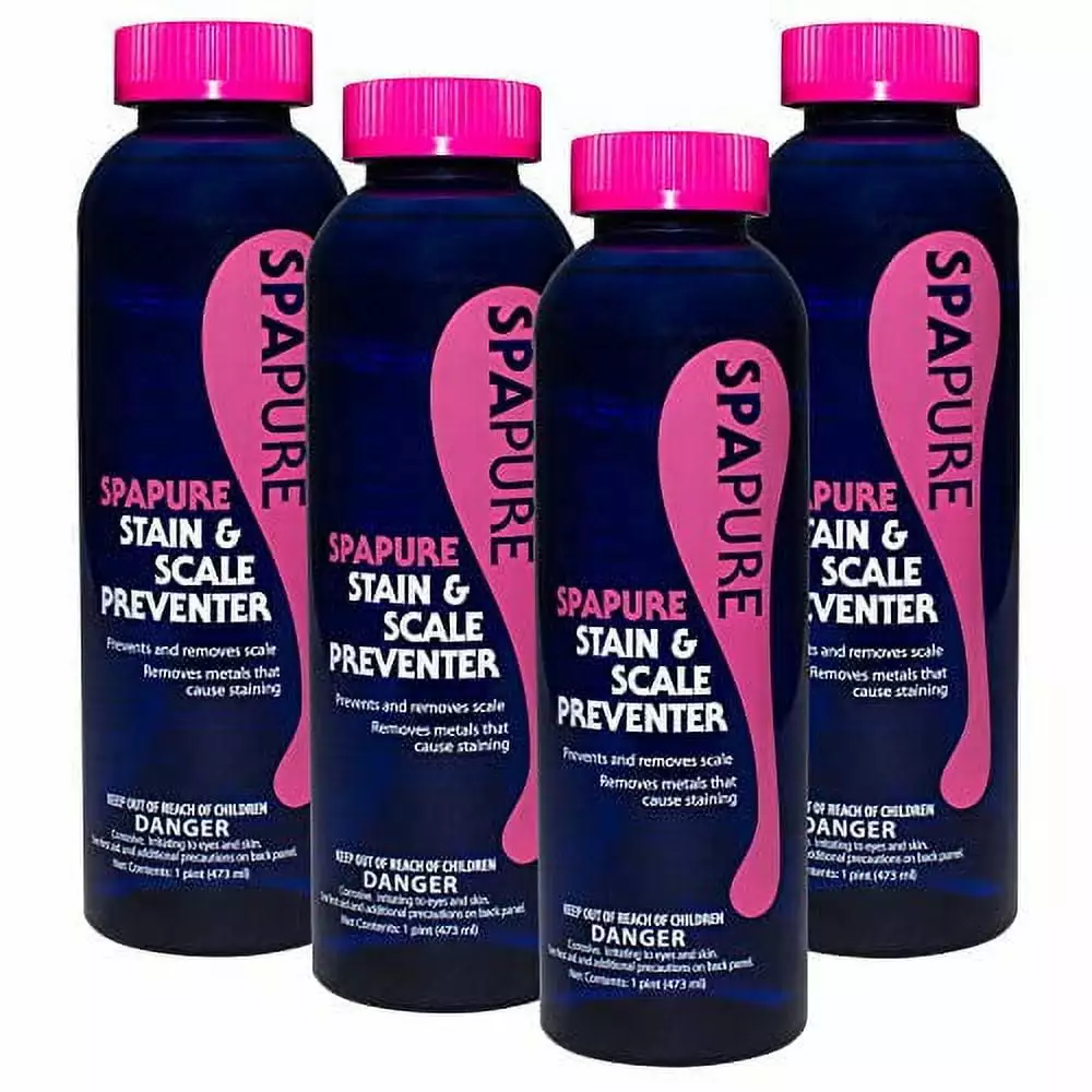 SpaPure Stain & Scale Preventer 1 Pint 4 Pack Hot Tub Water Care