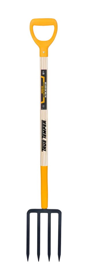 True Temper 4-Tine Forged Spading Fork D-Grip Hardwood Handle