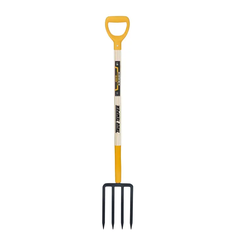 True Temper 4 Tine Steel Spading Fork 30 Inch Wood Handle Garden Tool