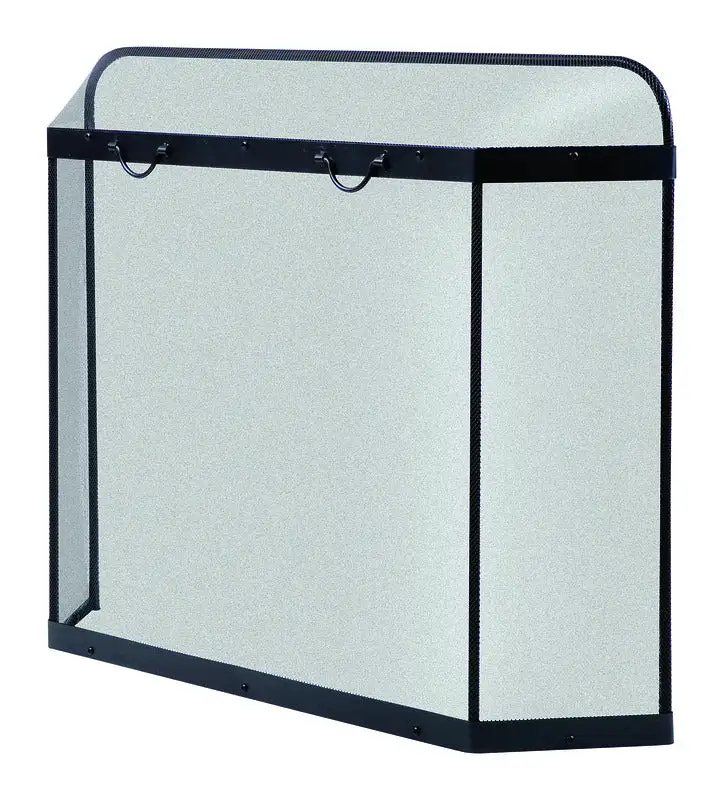 Panacea Black Matte Steel Fireplace Screen Spark Guard Protective Hearth Accessory