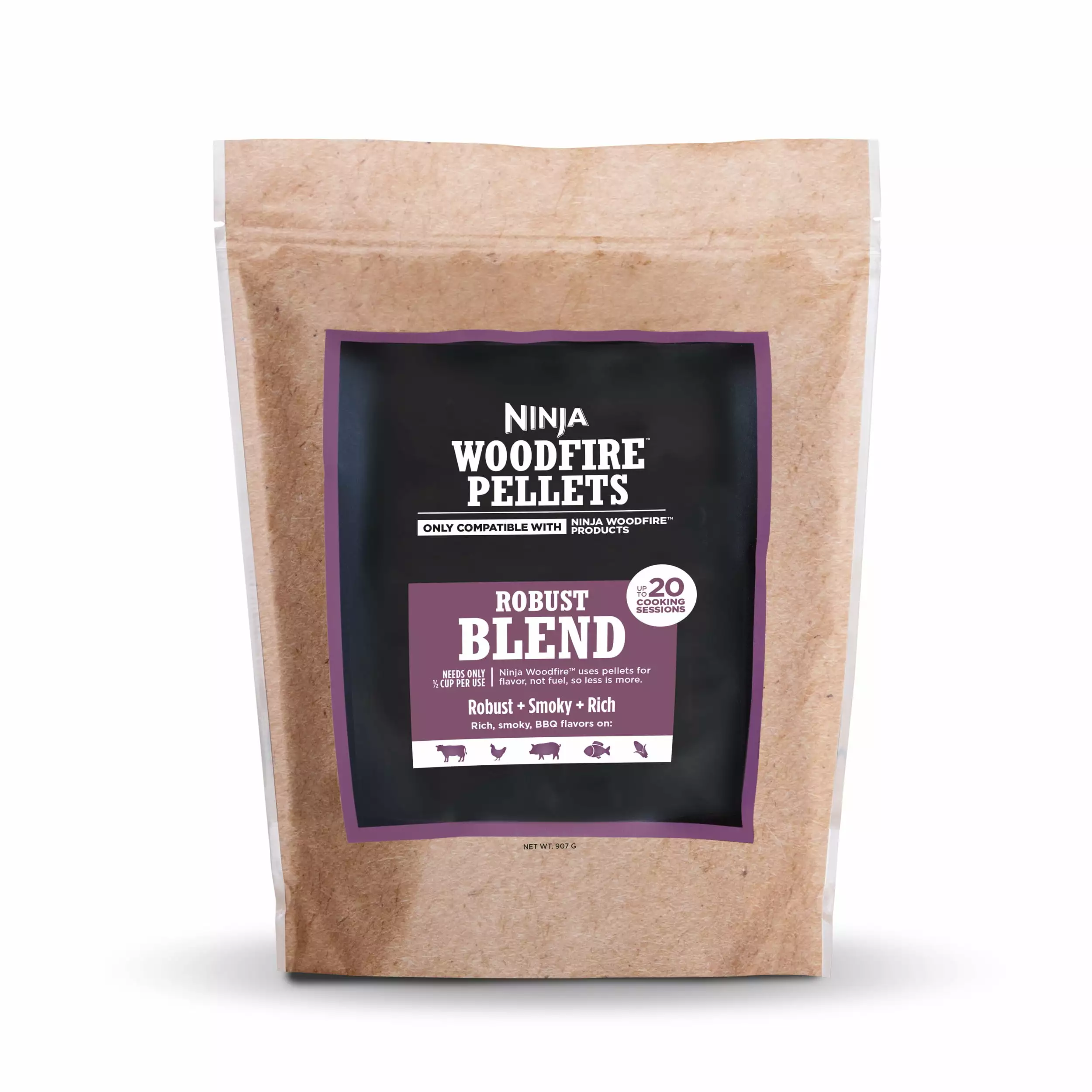 Ninja Woodfire Pellets Sturdy Blend 2-lb Bag Compatible Ninja Woodfire Grills
