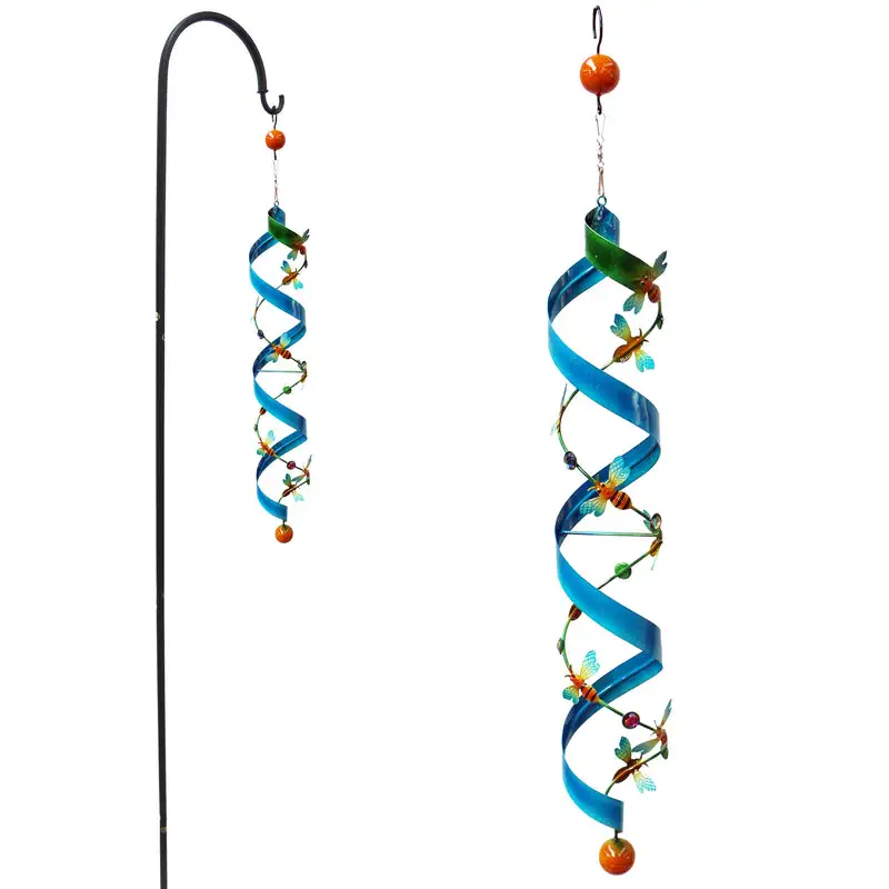 Alpine Multicolored Iron 84 Inch Bee Garden Stake Spinner Pack 4