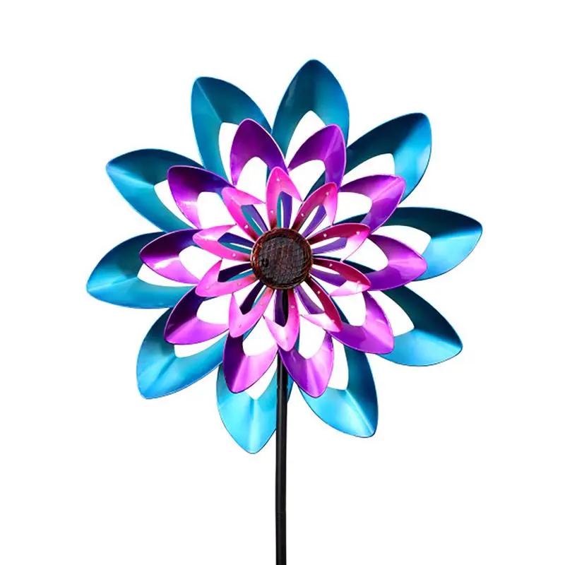 Exhart Multicolored Metal 26 Inch Pinwheel Garden Stake Spinner
