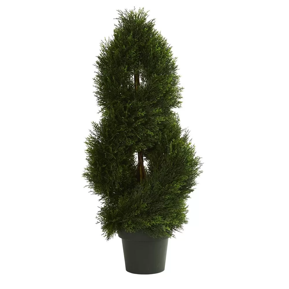 Nearly Natural UV Resistant Double Pond Cypress Spiral Artificial Topiary Tree Indoor Outdoor