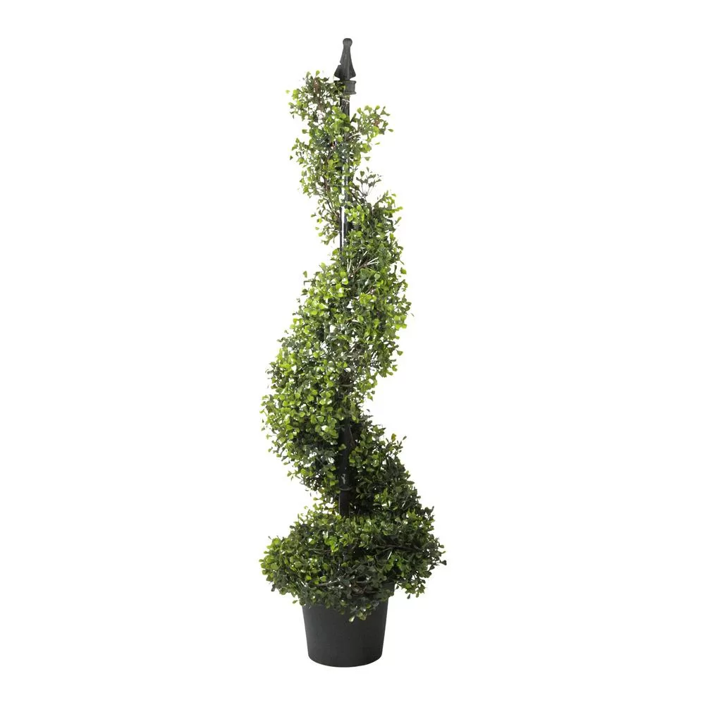 Northlight 46.5 Inch Potted Artificial 2-Tone Boxwood Spiral Topiary Tree Indoor Outdoor Decor
