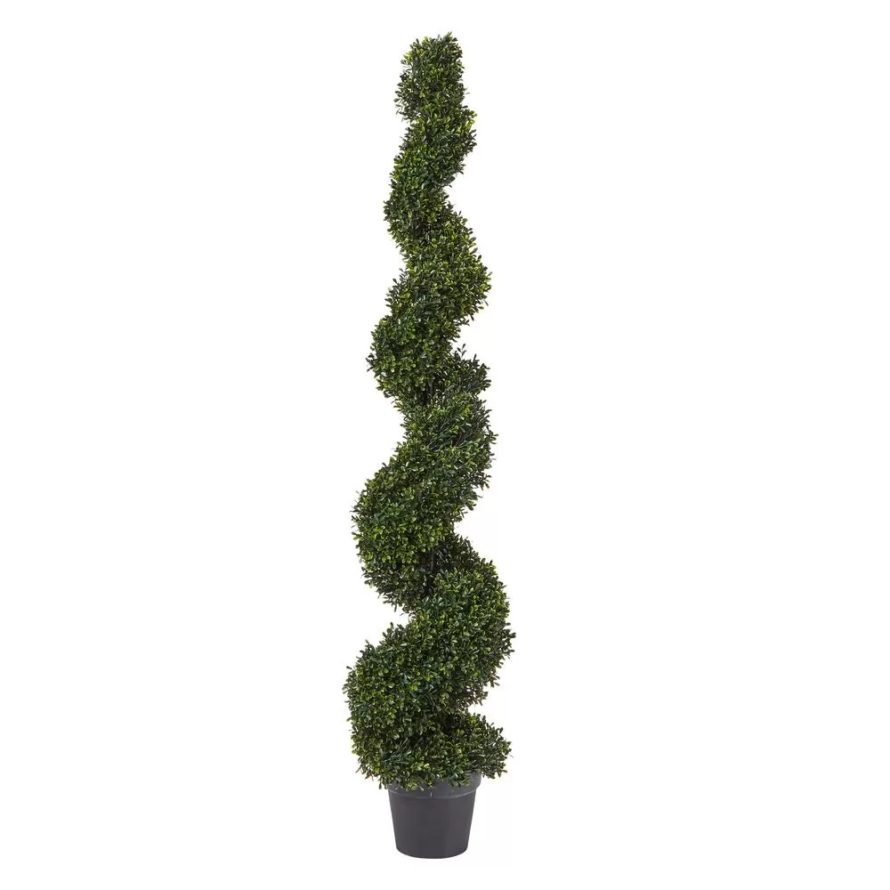 Pure Garden 60 Inch Faux Boxwood Spiral Topiary