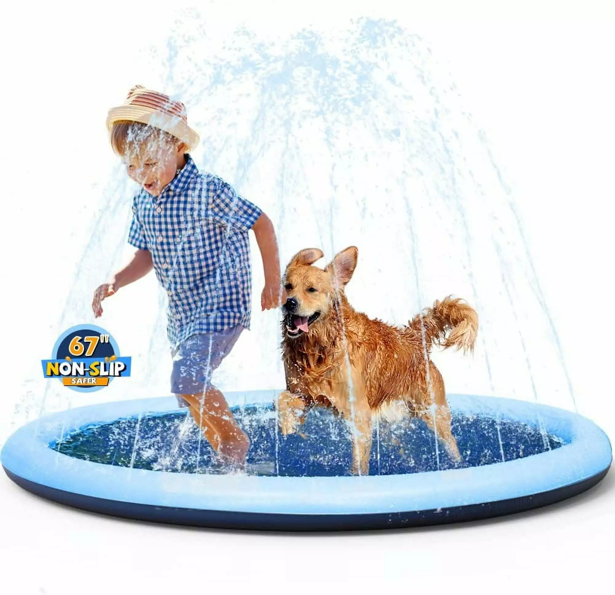 Non-Slip Splash Pad Kids and Dog Thick Sprinkler Pool Summer Outdoor Water Toys Backyard Play Mat 107