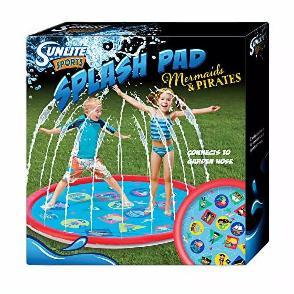 Splash Pad Outdoor Sprinkler Kids Toddlers Inflatable Water Pool Mermaids Pirates Kiddie Wading Pool Educational Game