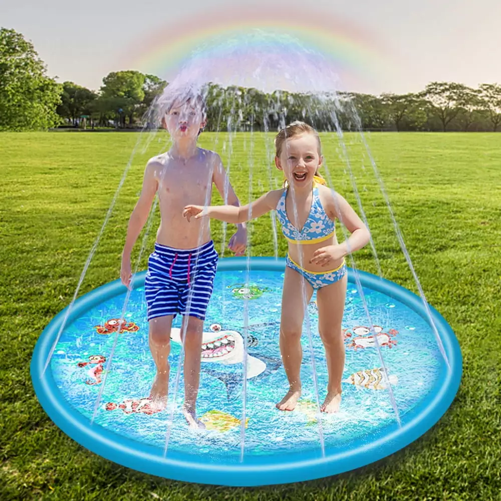 Splash Pad Sprinkler Kids 60 Toddlers Boys Girls Outdoor Water Play Mat Pool Toys 36