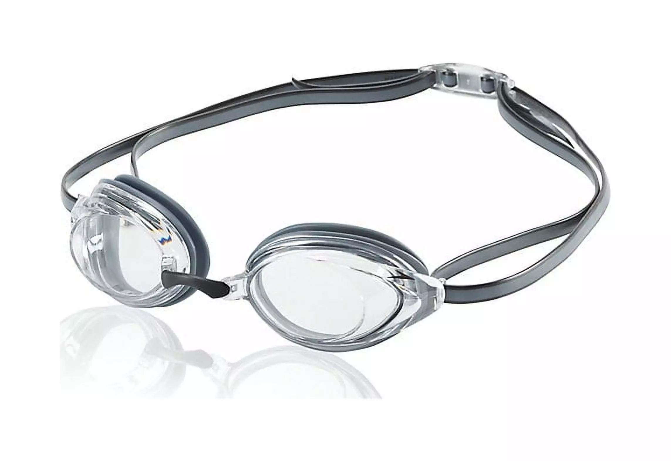 Speedo Vanquisher 2.0 Clear and Gray Swimming Sport Goggles Adults Anti-Fog UV Protection