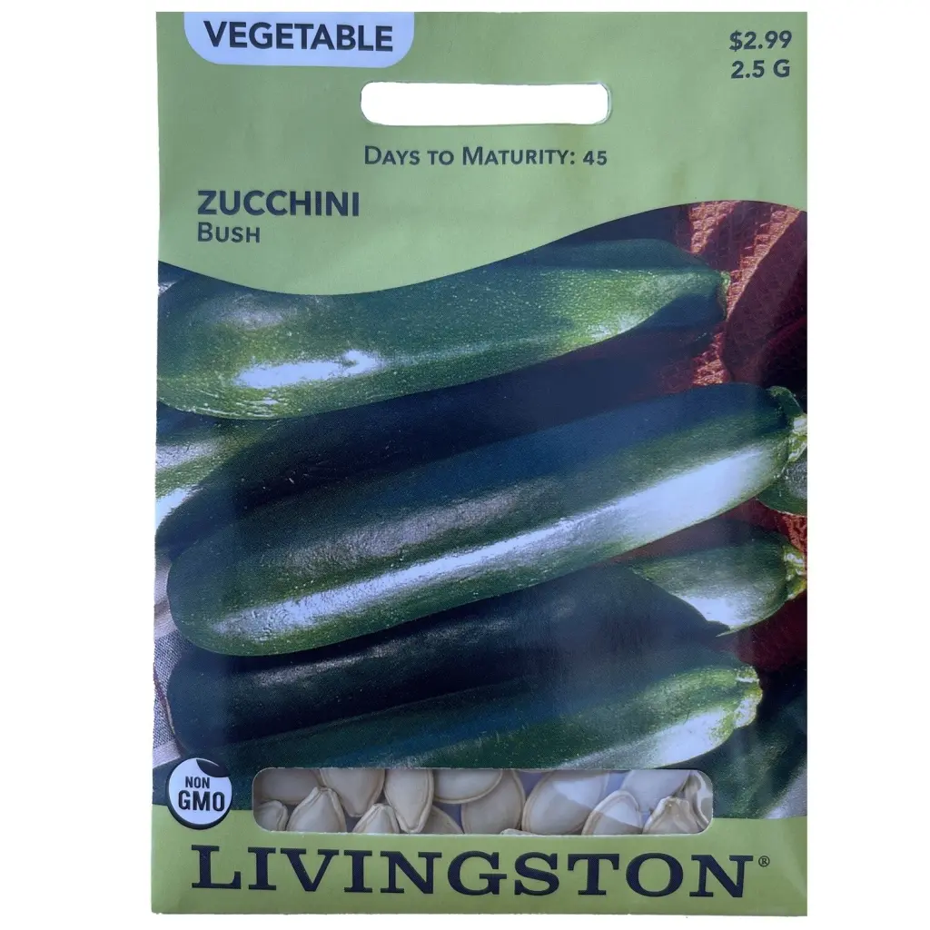 Livingston Seed Zucchini Bush 2.5 g Compact Vegetable Seeds