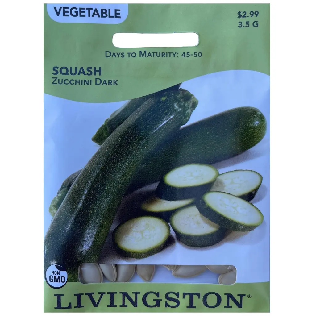Livingston Seed Zucchini Dark 3.5 g High Yield Vegetable Seeds