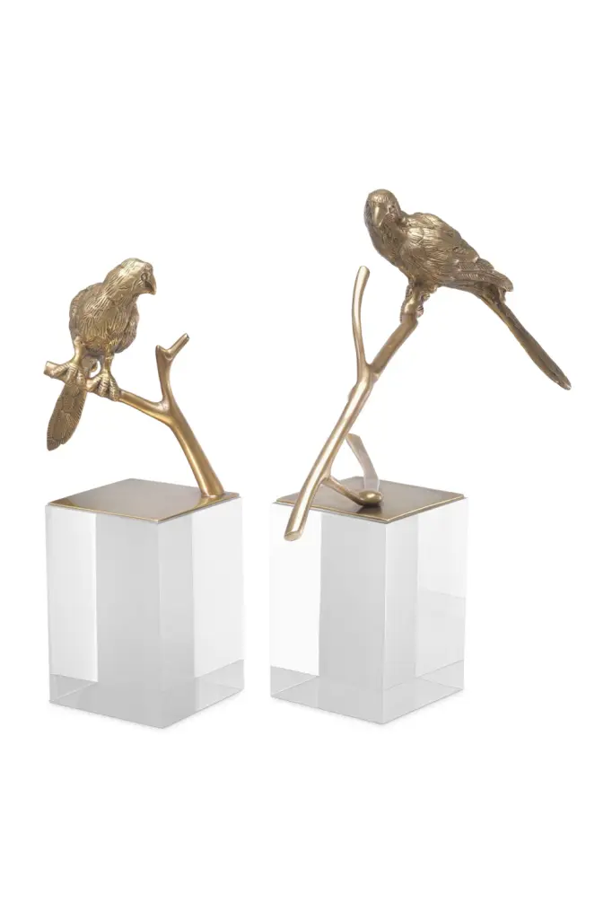 Antique Brass Bird Figurine Set 2 Eichholtz Morgana Vintage Decor