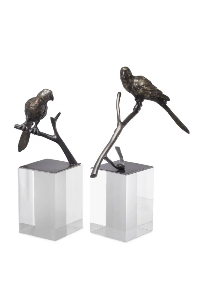 Bronze Bird Figurine Set 2 Eichholtz Morgana Decorative Statues