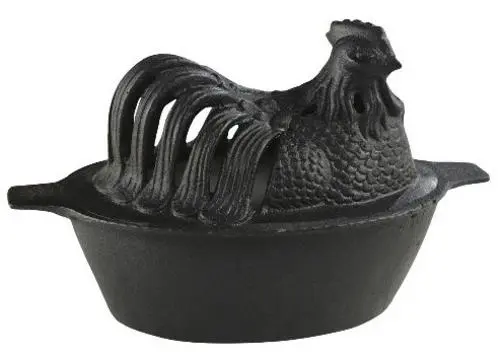 Vogelzang CS-01 Cast Iron Kettle Chicken Steamer Black 1-Quart Capacity