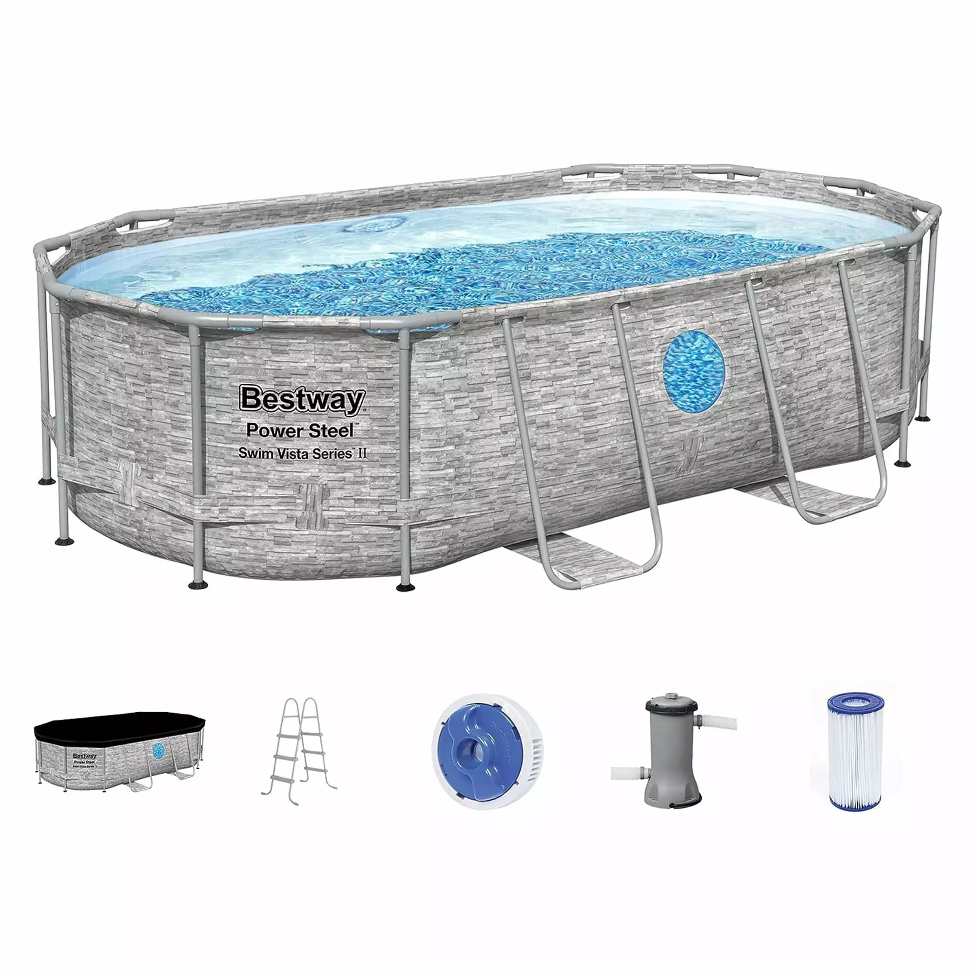 Bestway Power Steel Swim Vista 14 x 8.2 x 39.5 Above Ground Pool Set 14ft