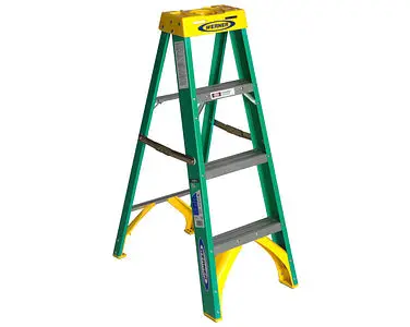 Werner 4ft Type II Fiberglass Step Ladder 5904 - Non-Conductive & Sturdy