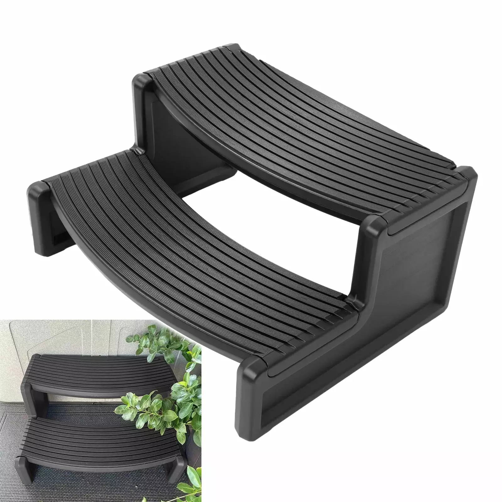 KOJEM Hot Tub Steps 2-Step Outdoor Spa Steps Non-Slip Surface