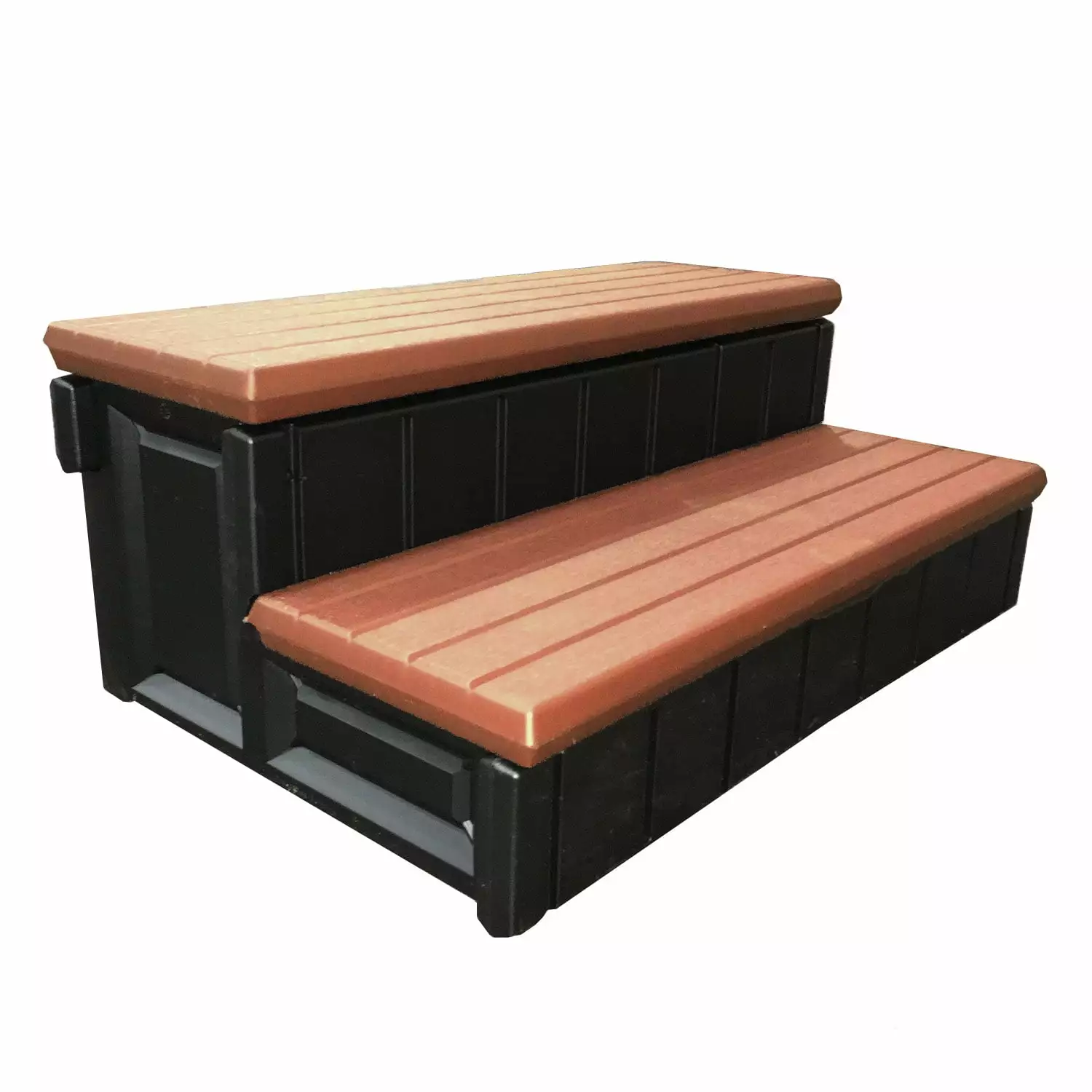 Leisure Accents 36 Deck Patio Spa Hot Tub Storage Compartment Steps Redwood Black Sidewall