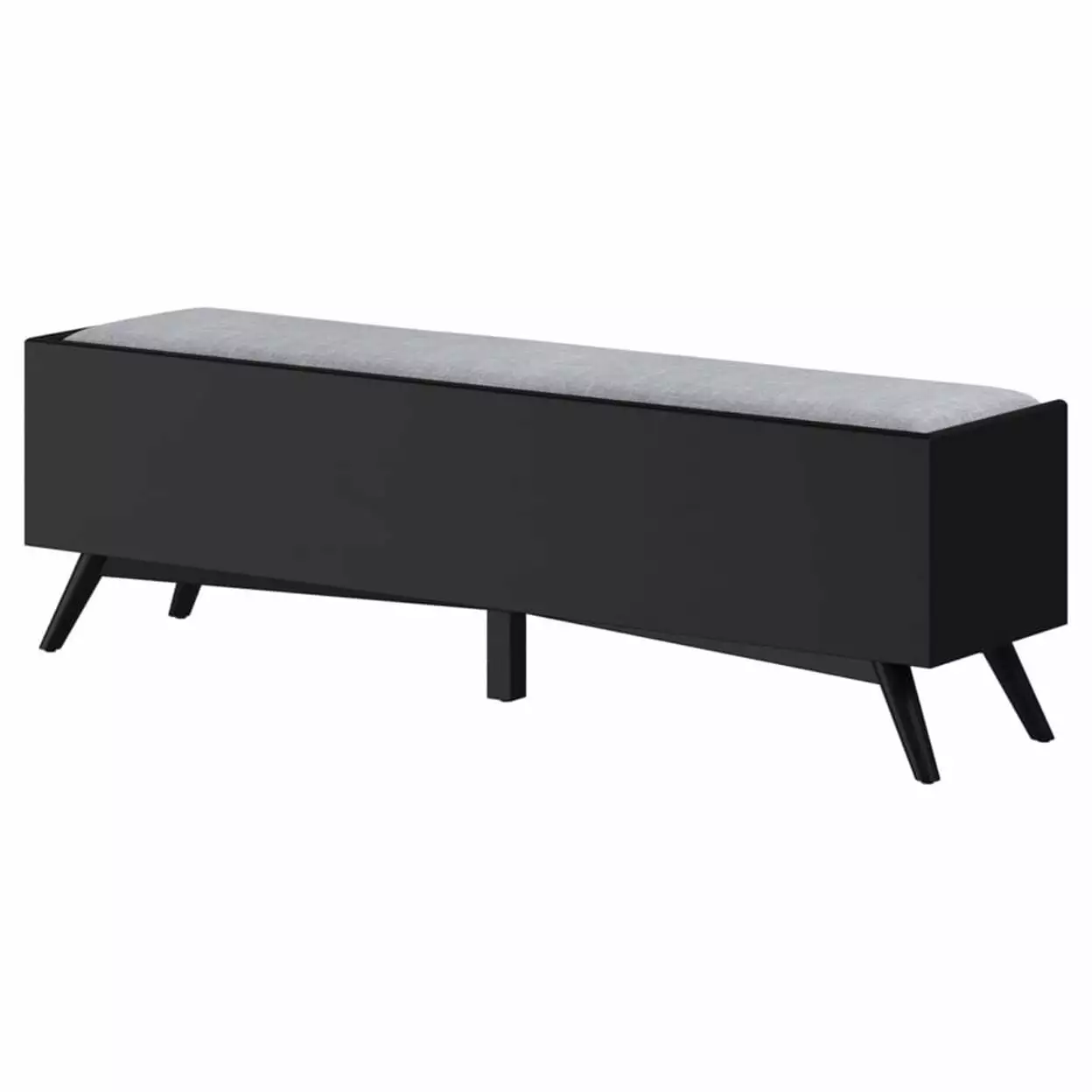 Bench Fabric Padded Seat and 2 Drawers Black - Saltoro Sherpi - Functional Entryway Storage Benches