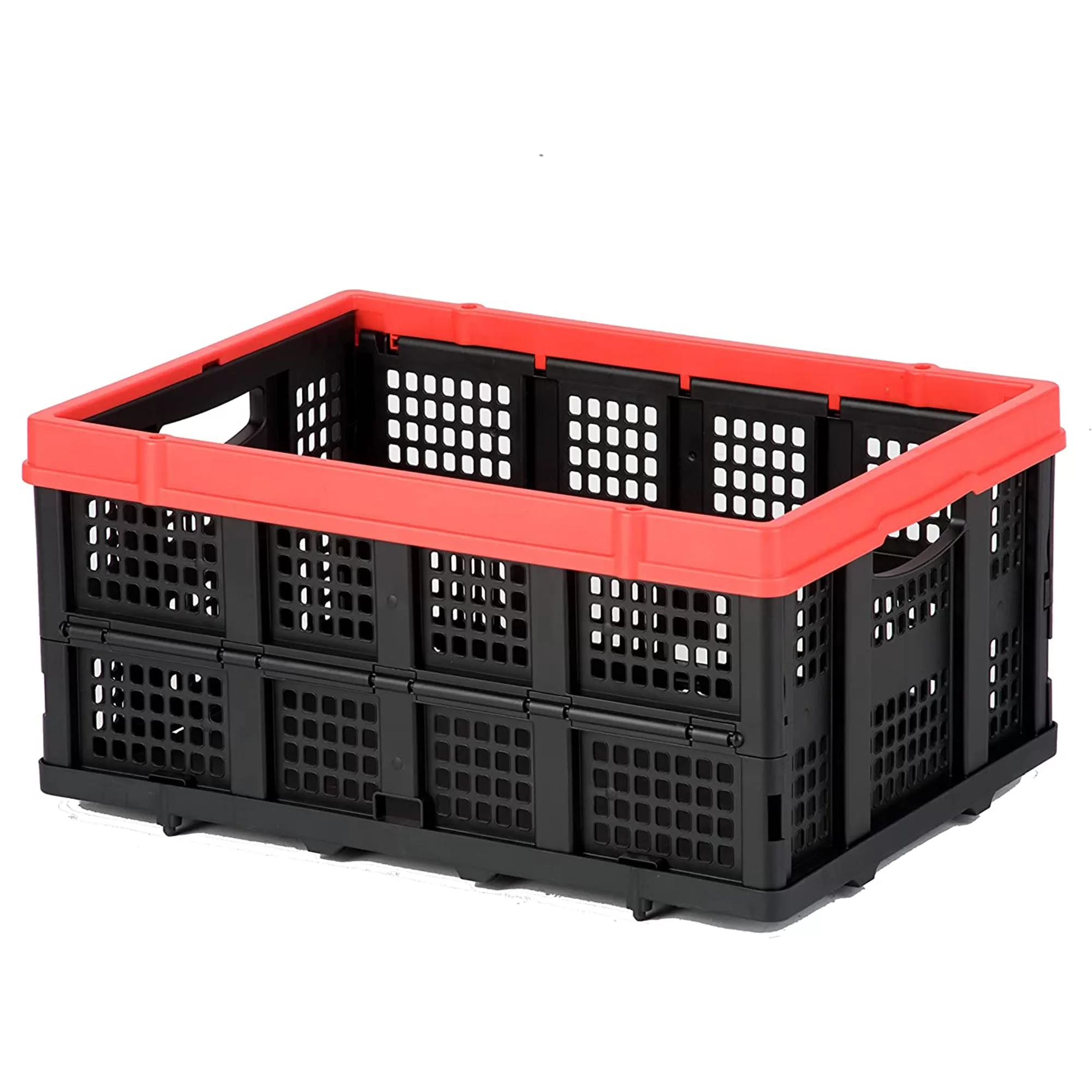 Magna Cart Tote 22 x 16 x 11 Collapsible Plastic Storage Crate Black Red
