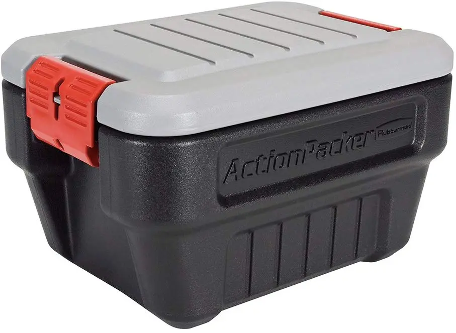 Rubbermaid RMAP080000 8 Gallon Black ActionPacker Stackable Storage Tote