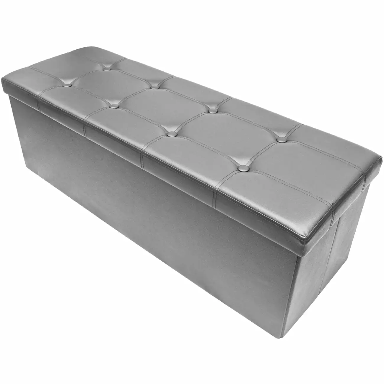 Sorbus Faux Leather Folding Storage Ottoman Chest Bench Gray Compact Living Room Furniture Ottomans