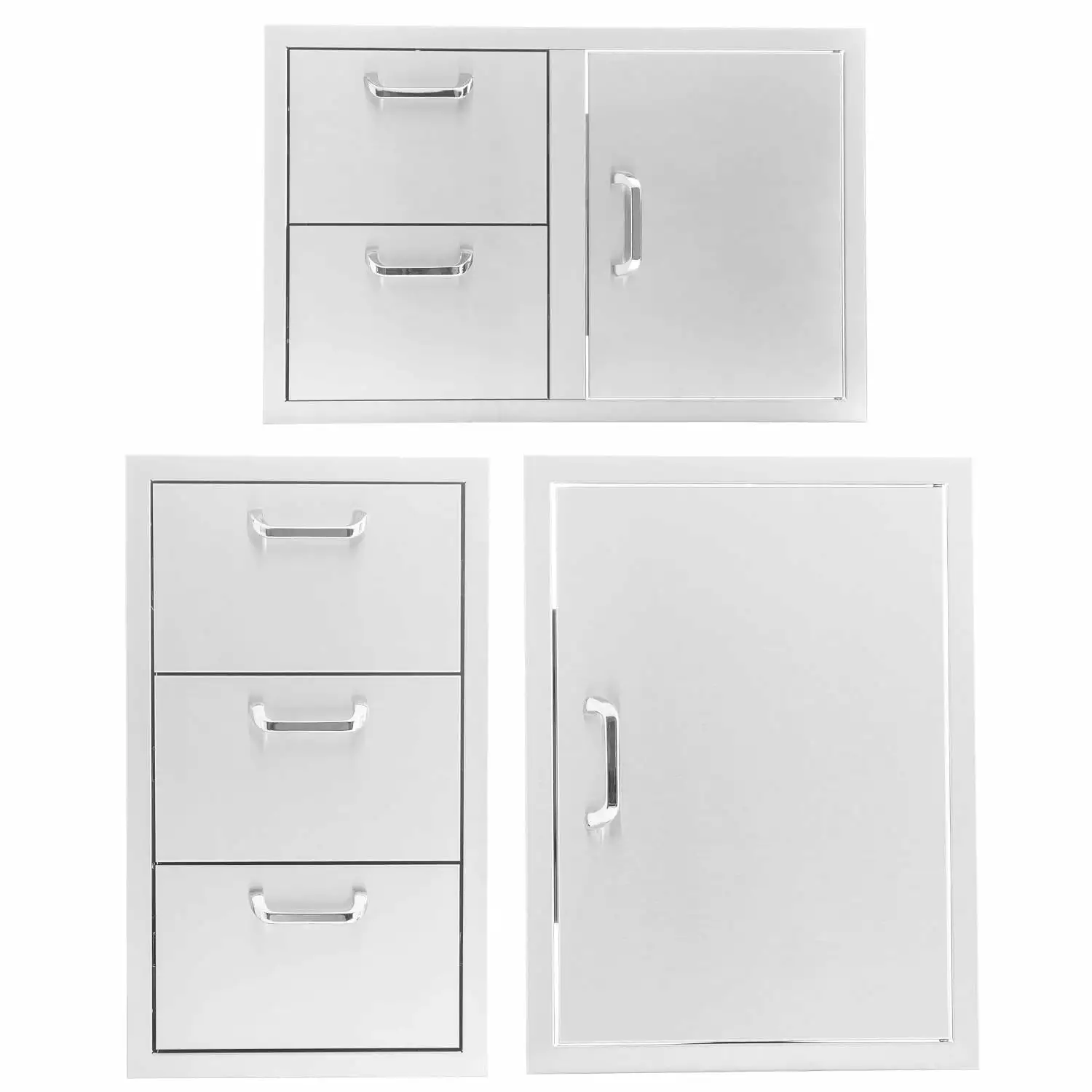BBQGuys Signature 3-Piece 32-Inch Door Double Drawer Combo Outdoor Kitchen Storage Package Traditional