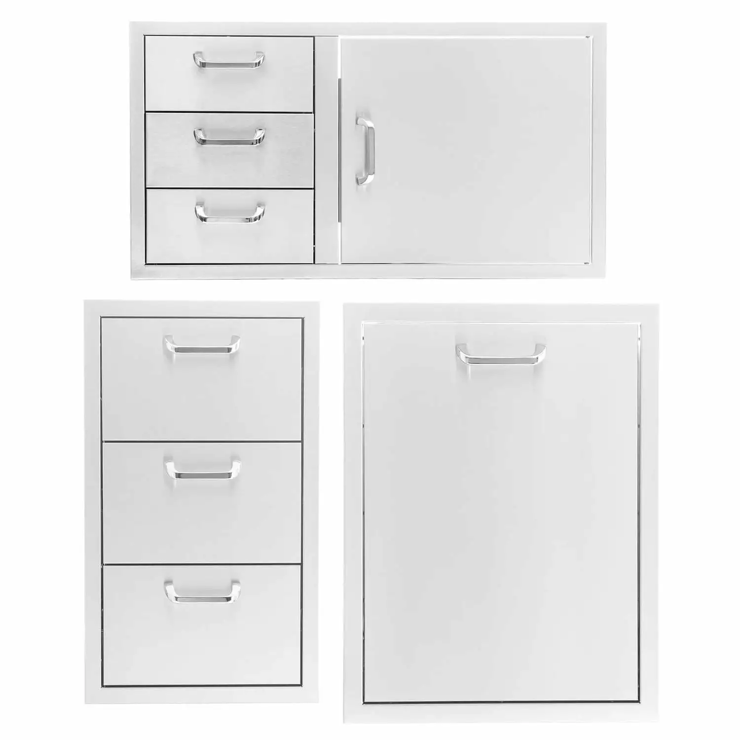 BBQGuys Signature 3-Piece 39-Inch Door Triple Drawer Combo Outdoor Kitchen Storage Package Traditional