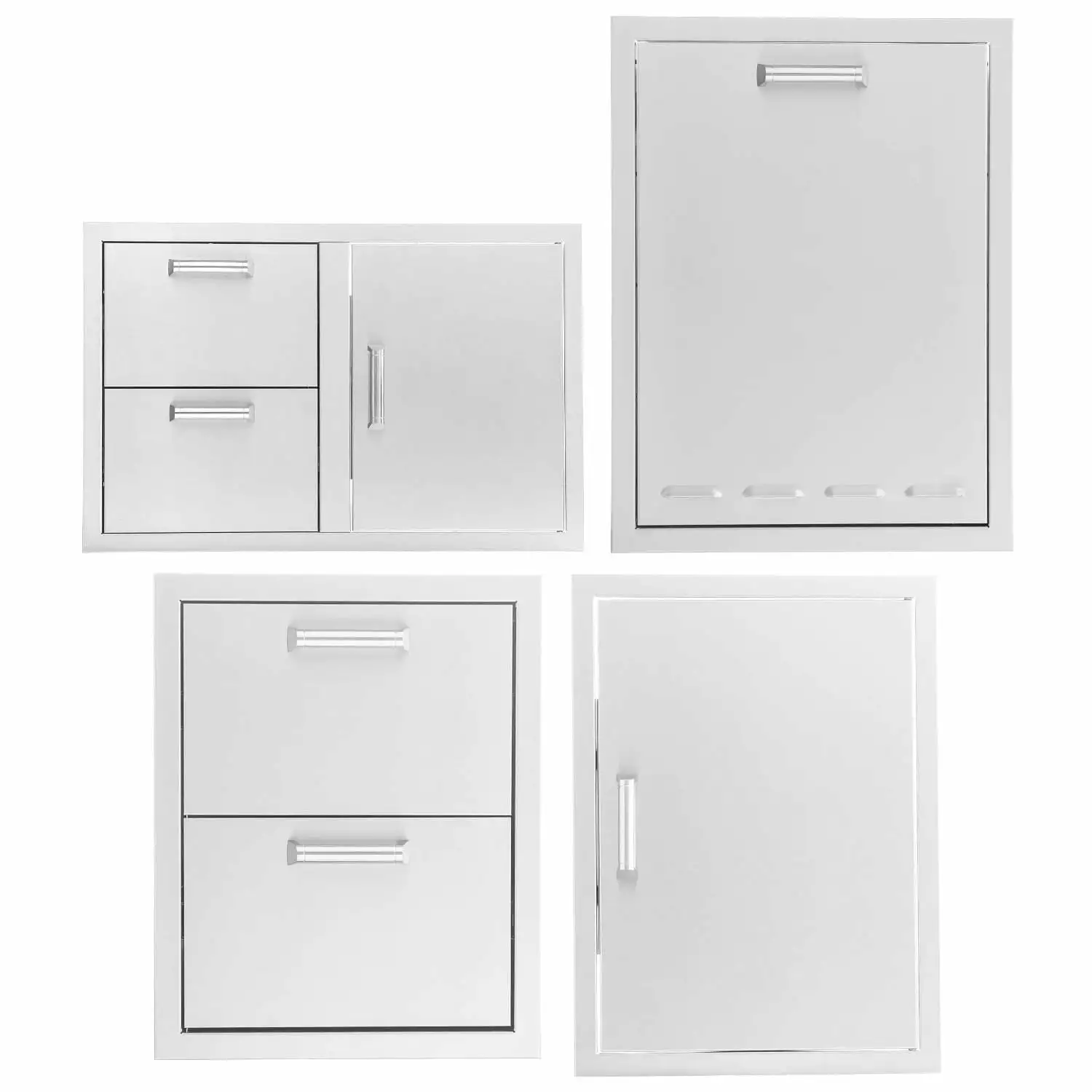 BBQGuys Signature 4-Piece 32-Inch Door Double Drawer Combo Outdoor Kitchen Storage Package Contempo