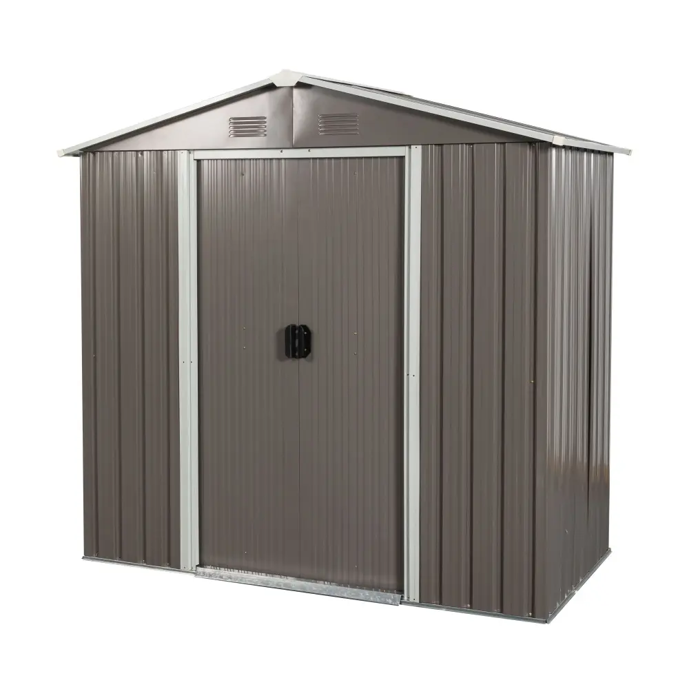 8Ft x 4Ft Outdoor Metallic Storage Shed - Gray