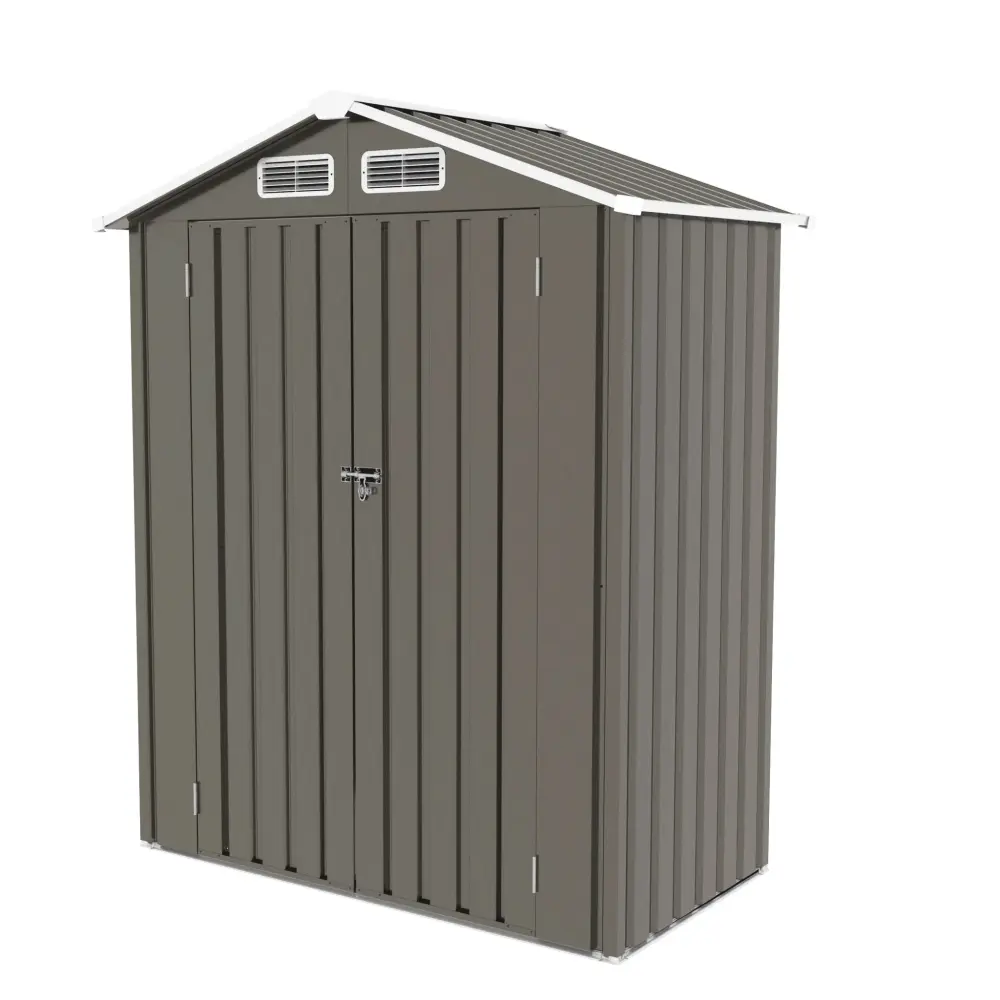 5 X 3 Ft Compact Metal Outdoor Storage Shed Pitched Roof, Lockable Door - Gray
