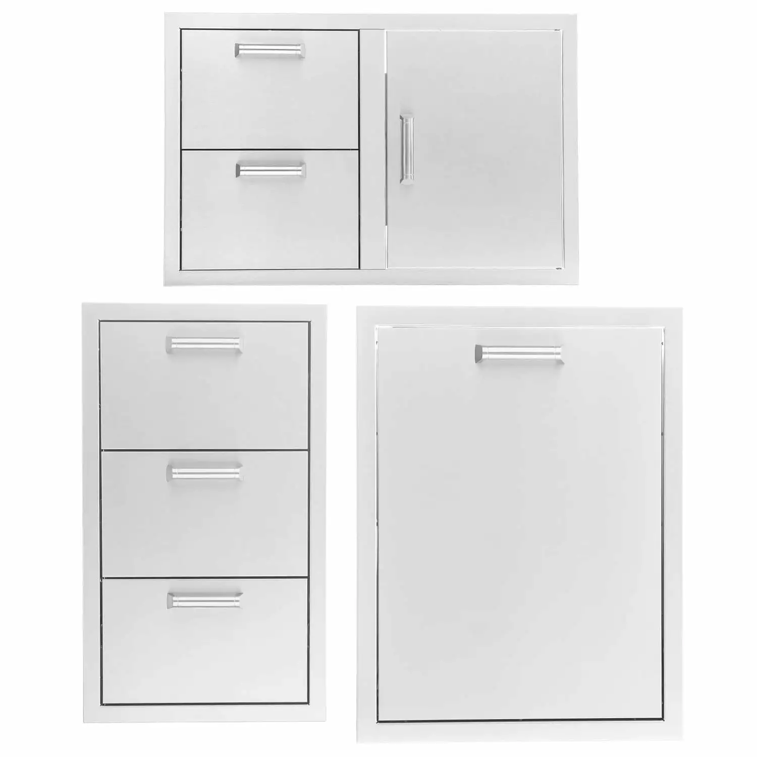 BBQGuys Signature 3-Piece 32-Inch Door & Double Drawer Combo Outdoor Kitchen Storage Package - Contempo