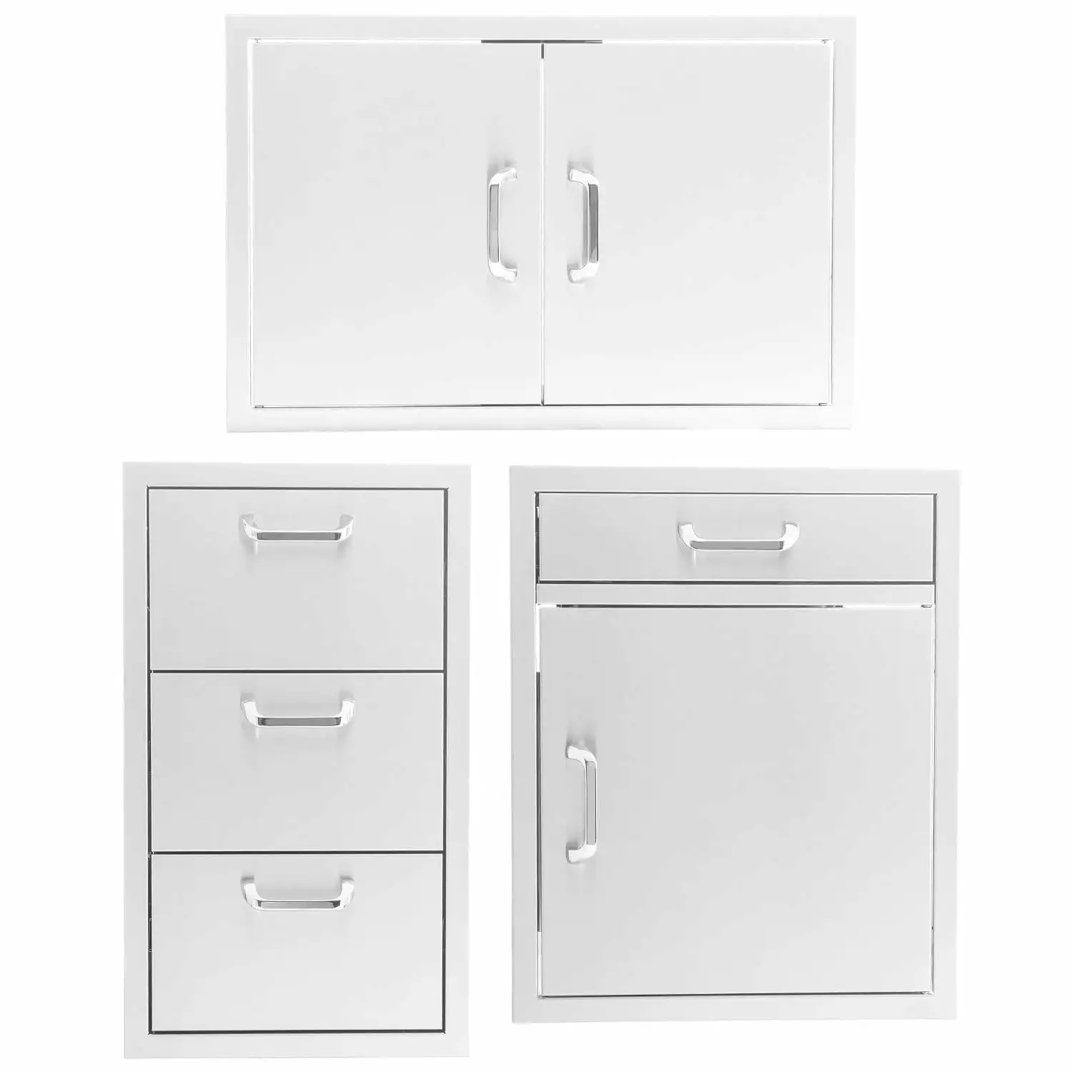 BBQGuys Signature 3-Piece 32-Inch Double Access Door Outdoor Kitchen Storage Package - Traditional