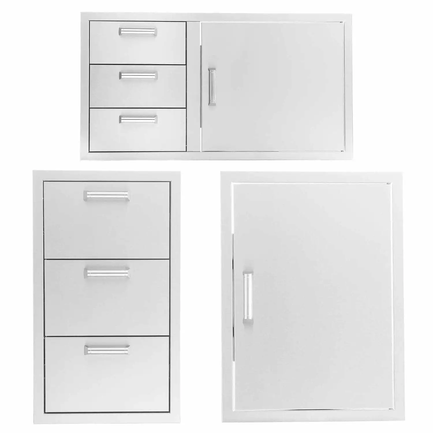BBQGuys Signature 3-Piece 39-Inch Door & Triple Drawer Combo Outdoor Kitchen Storage Package - Contempo