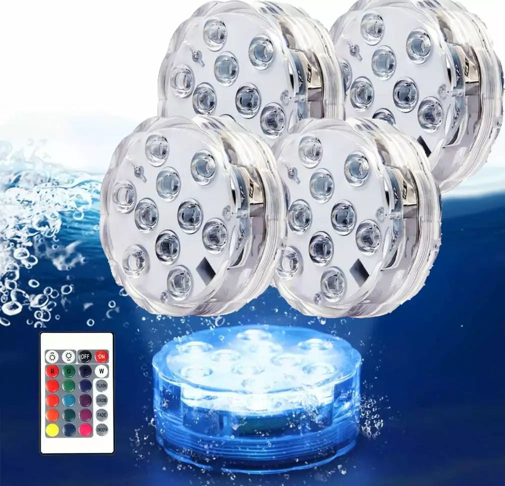 Submersible LED Lights Remote RF Full Waterproof Pool Lights Inground Pool Color Changing Underwater Lights Ponds Battery ...