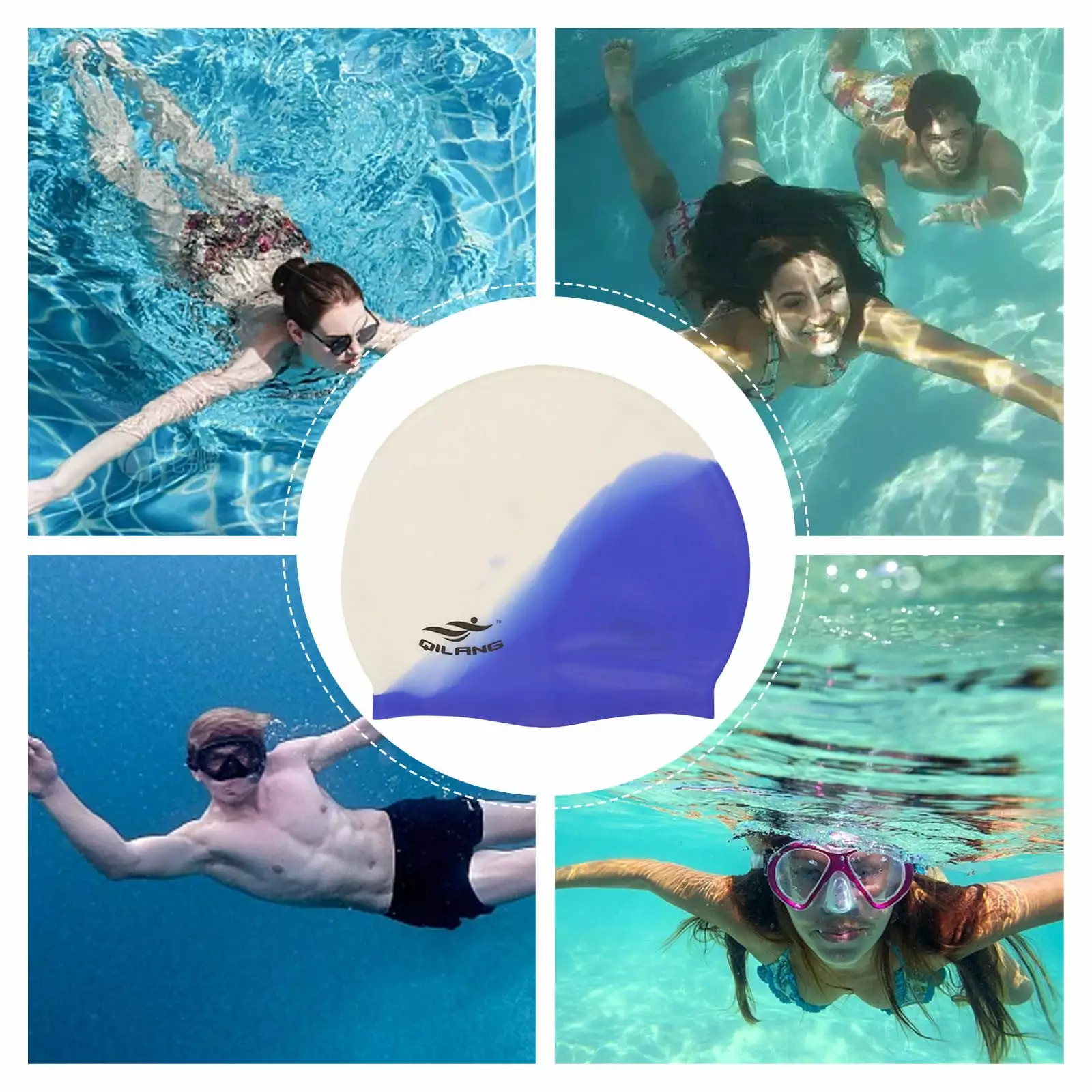 3PCS Swimming Cap Silicone Swimming Cap Adults And Children Swimming Products High Stretch And Comfortable Swimming Cap Ca...