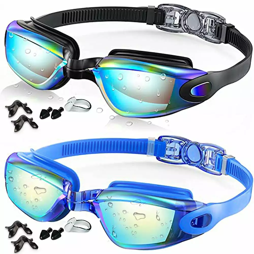 2 Pack Swim Goggles Anti-Fog Anti-UV Leak Proof Adult Women Men Youth Swim Glasses