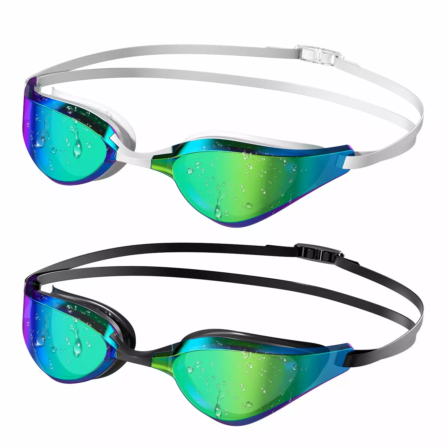 2 Pack Swim Goggles Anti-Fog Waterproof Anti-UV Clear Vision Adult Women Men
