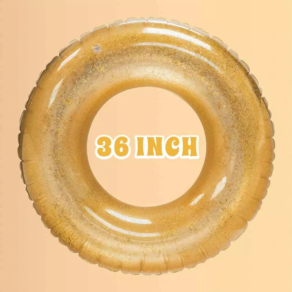 Calla Gold Inflatable Tube Glitter Swim Ring Durable Round Summer Swim Pool Float Tube Swimming Pool Party Decorations 36 ...