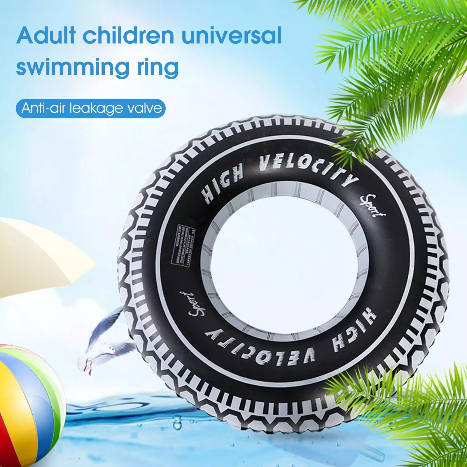 PVC Swimming Ring Thickened Tyre Design Pool Float Water Activities 60