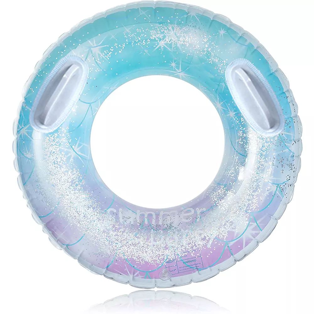 Transparent Inflatable Pool Float Tube Colorful Sparkling Glitters Beach Pool Party
