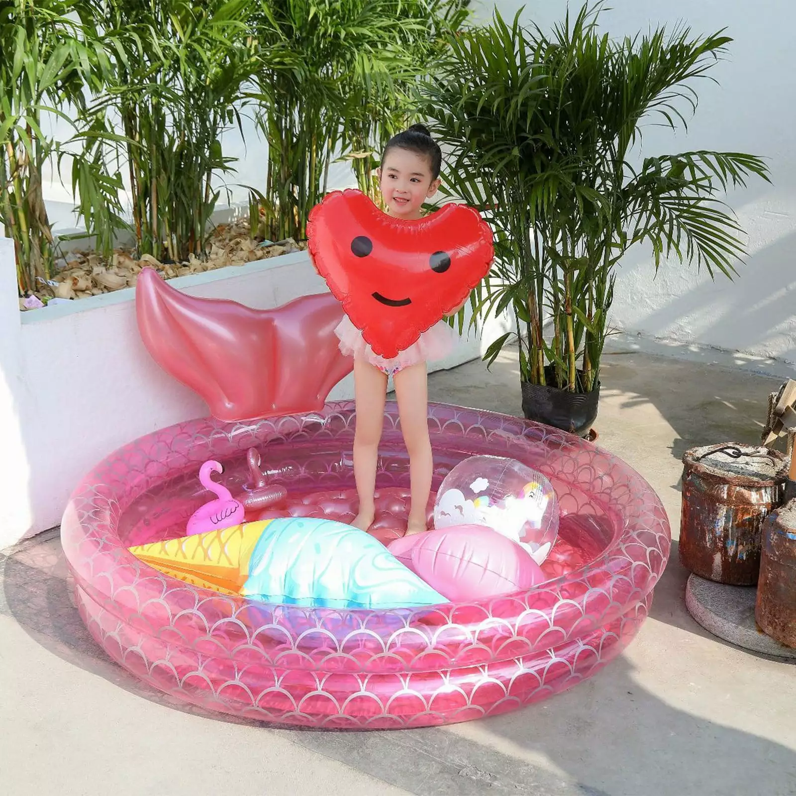VISALY Inflatable Backyard Kiddie Pool Round Swimming Pool Kids Paddling Pool Indoor Outdoor Baby Ball Pool