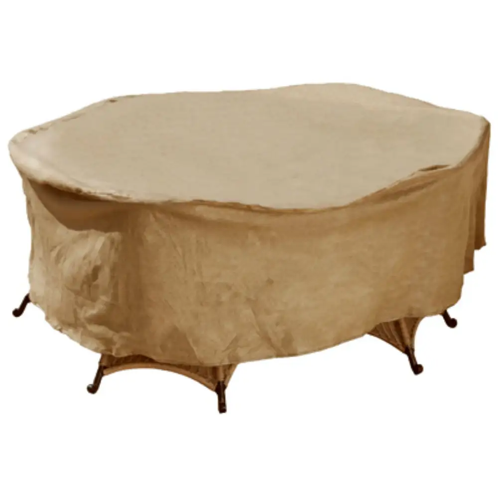 Budge P5A13SFRC-N Oval Rec Table & Chair Combo Cover Tan 30 Drop 72 Weather Protection