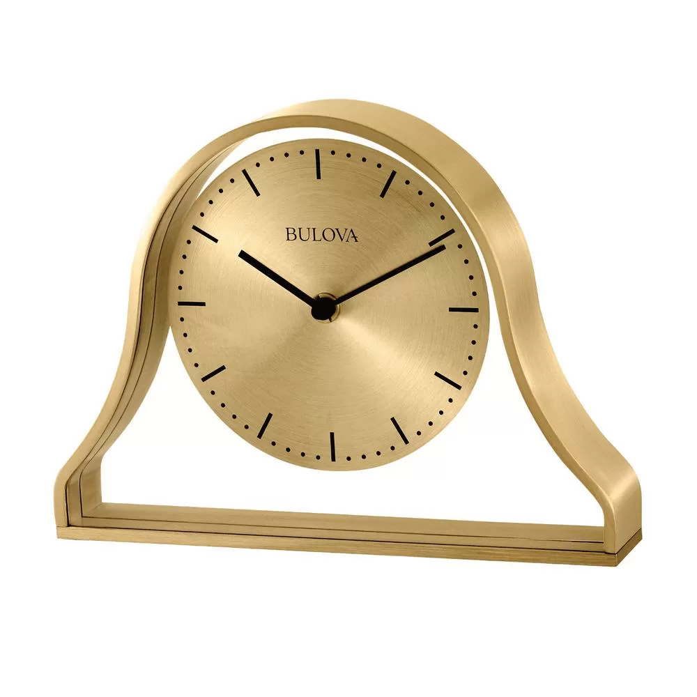Bulova Contemporary Metal Case Table Clock Modern Numbers