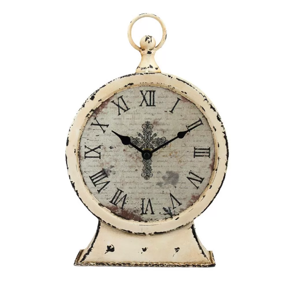 Stonebriar Collection 12.5 Inch Faith Round Tabletop Clock Inspirational Design