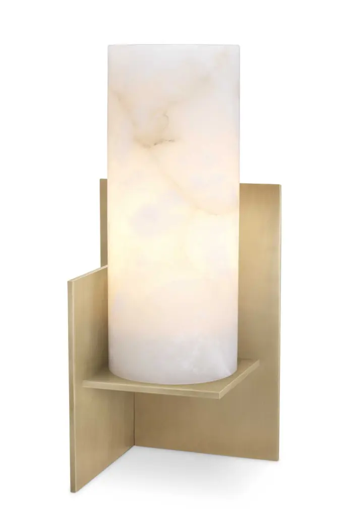 Antique Brass Alabaster Table Lamp Eichholtz Frisco Vintage Lighting