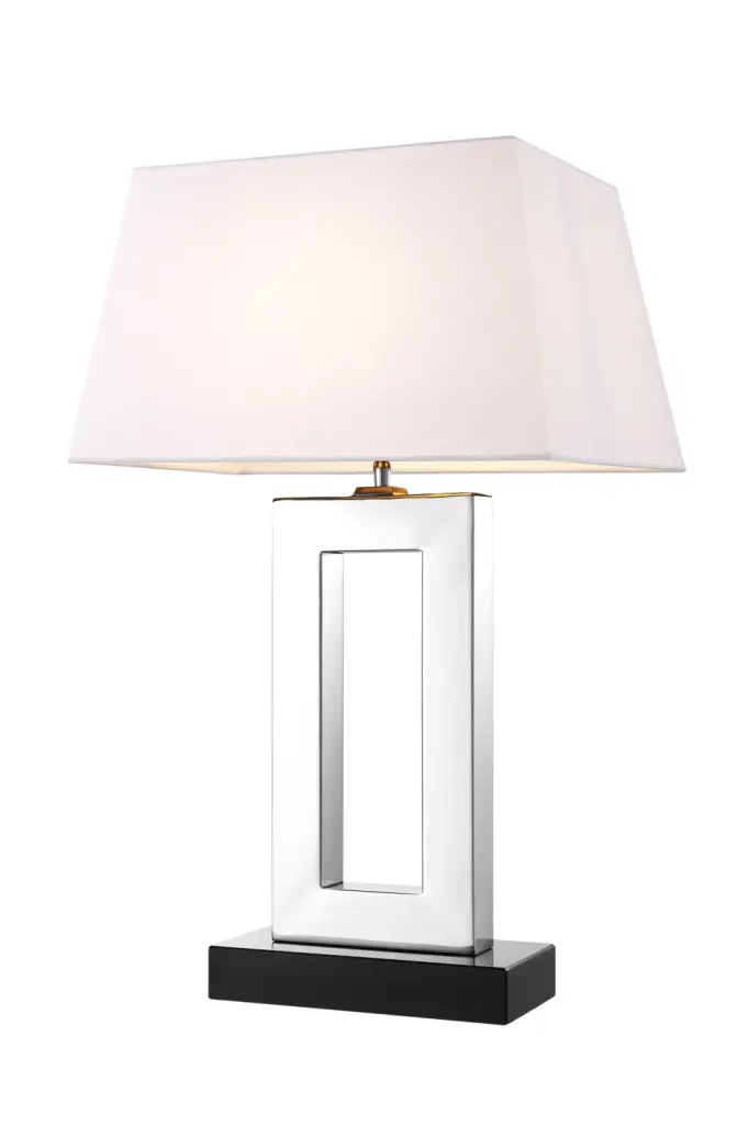 Nickel Finish Geometric Base Table Lamp Eichholtz Arlington Modern Home Lighting