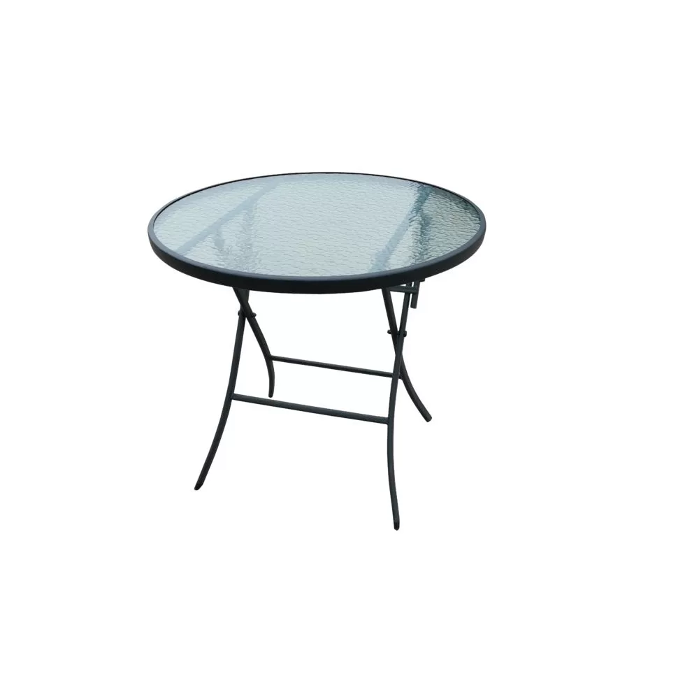 Seasonal Trends 50632 Folding Table Glass Top Outdoor or Indoor Use